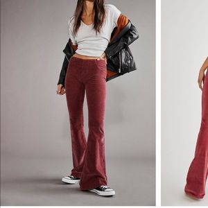 Free People Corduroy Flare pants; dark red